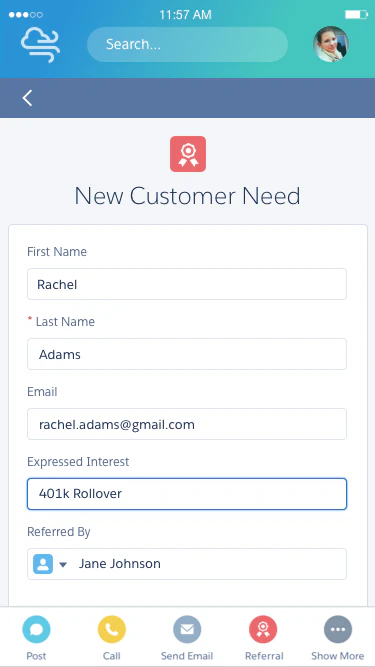 screenshot of Financial Services Cloud